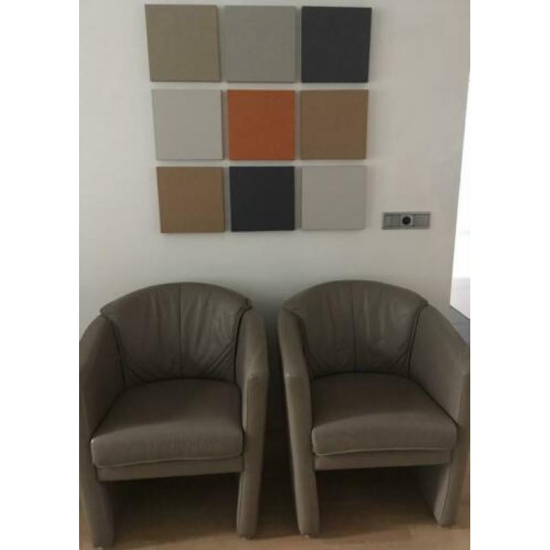 Fauteuil design Berden 2 stuks taupe leder SETPRIJS