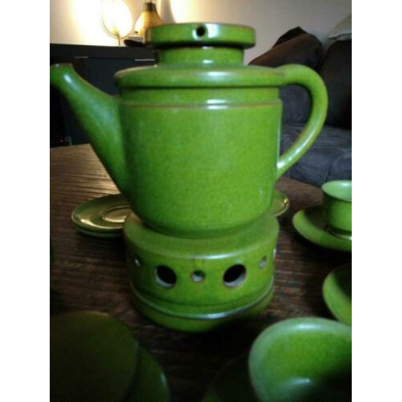 thee set theepot theelicht retro groen jaren 60 70 vintage