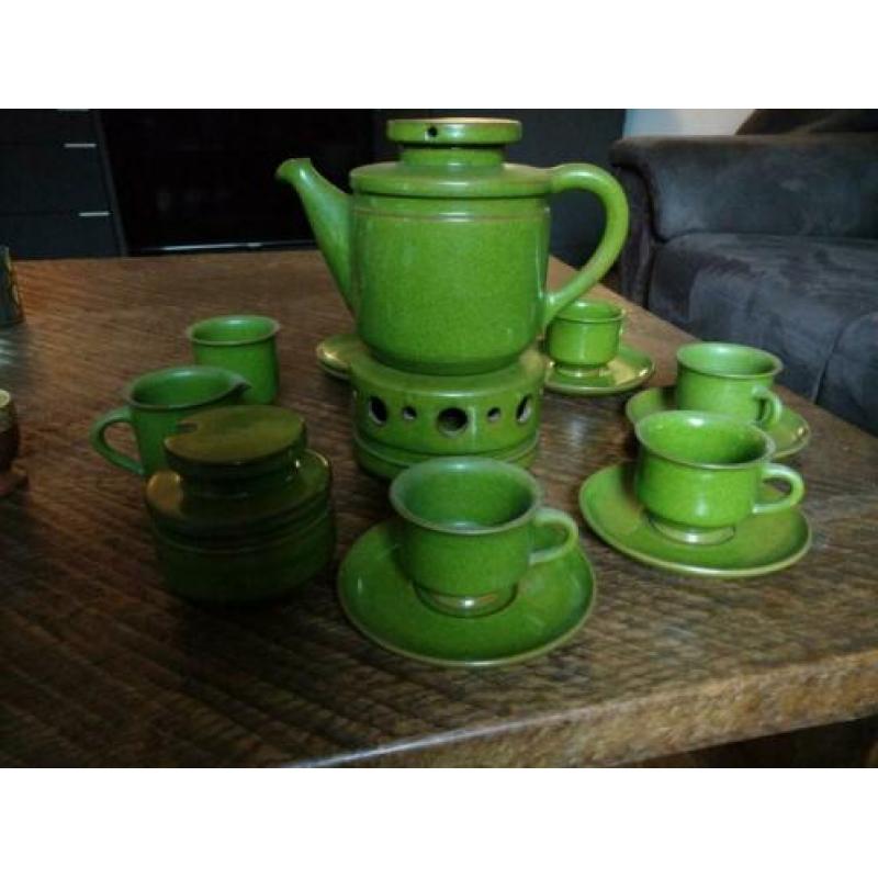 thee set theepot theelicht retro groen jaren 60 70 vintage