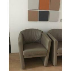 Fauteuil design Berden 2 stuks taupe leder SETPRIJS