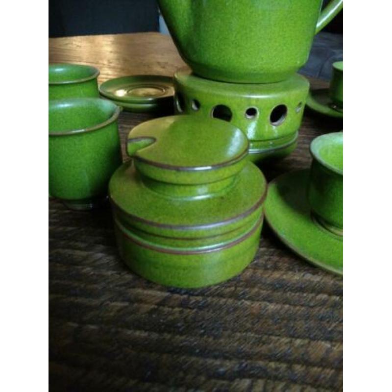 thee set theepot theelicht retro groen jaren 60 70 vintage