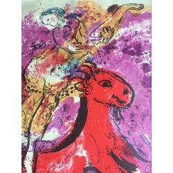 Marc Chagall,kunstruiter op rood paard,1957 Lithographie