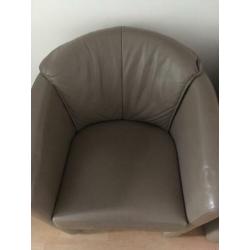 Fauteuil design Berden 2 stuks taupe leder SETPRIJS