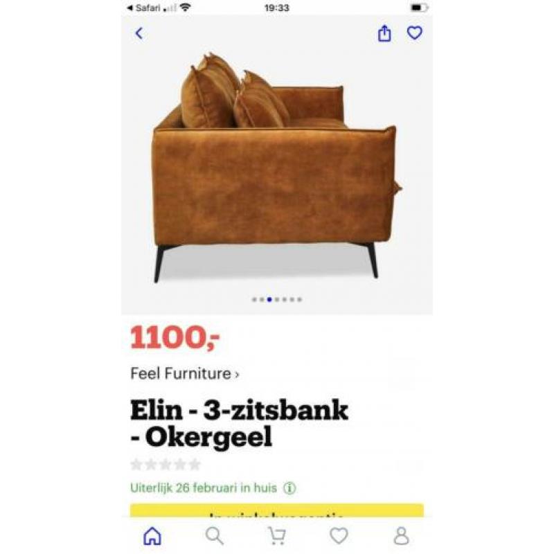 Splinternieuwe Velvet PU bank okergeel