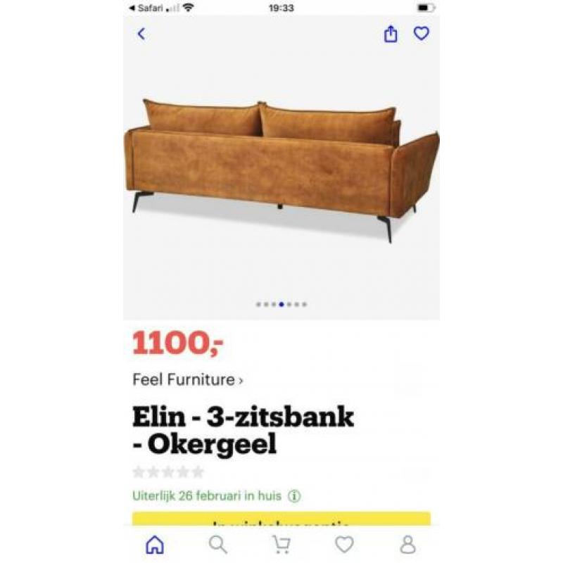 Splinternieuwe Velvet PU bank okergeel