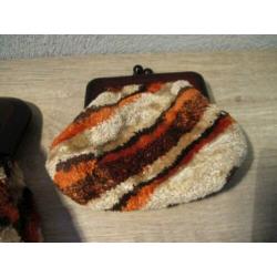 Vintage velours set tassen clutch met portemonnee