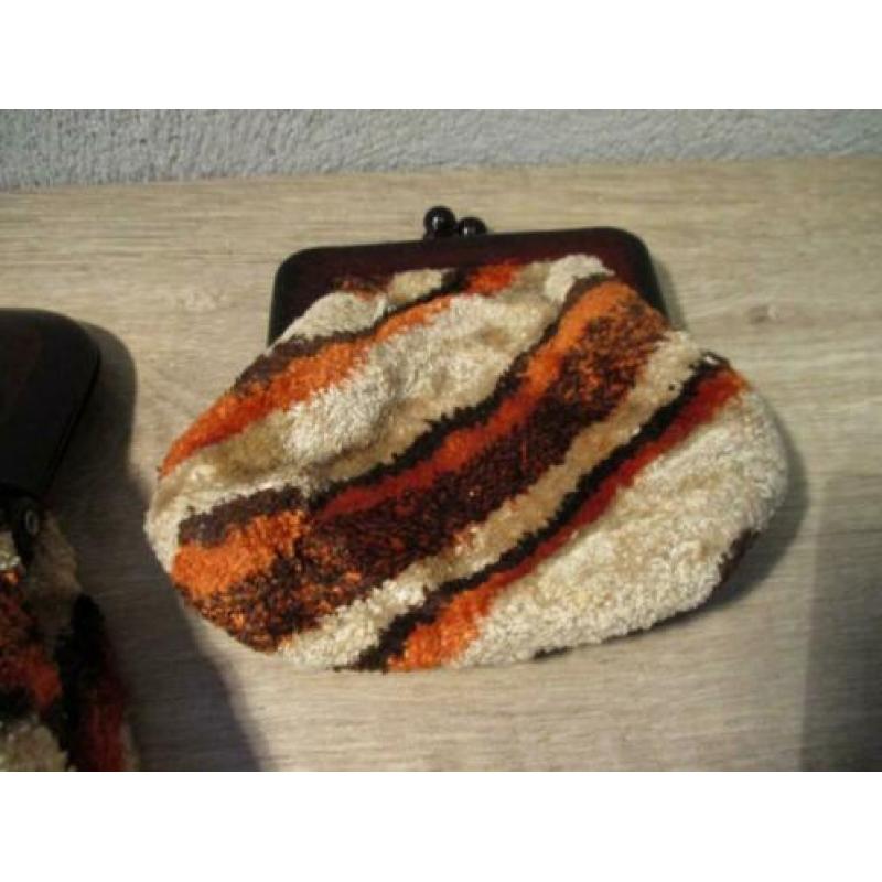 Vintage velours set tassen clutch met portemonnee