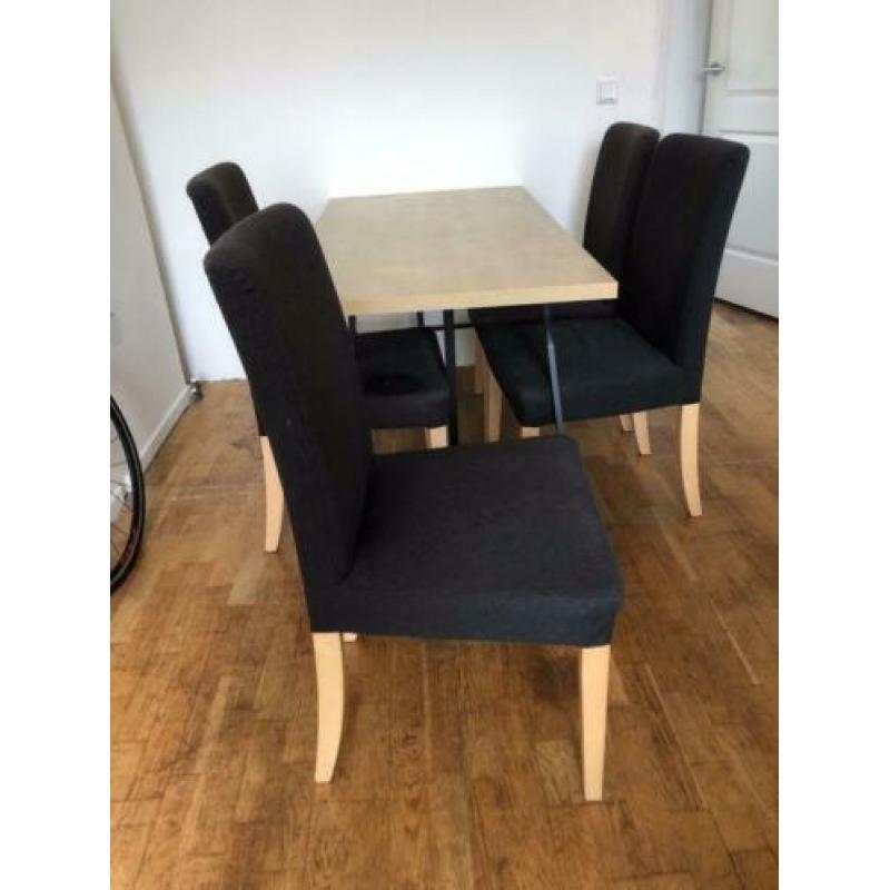 4 eetkamer stoelen (hout & antraciet)