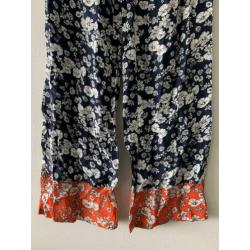 Dames pantalon katoen broek bloemen print nieuw colorblock M