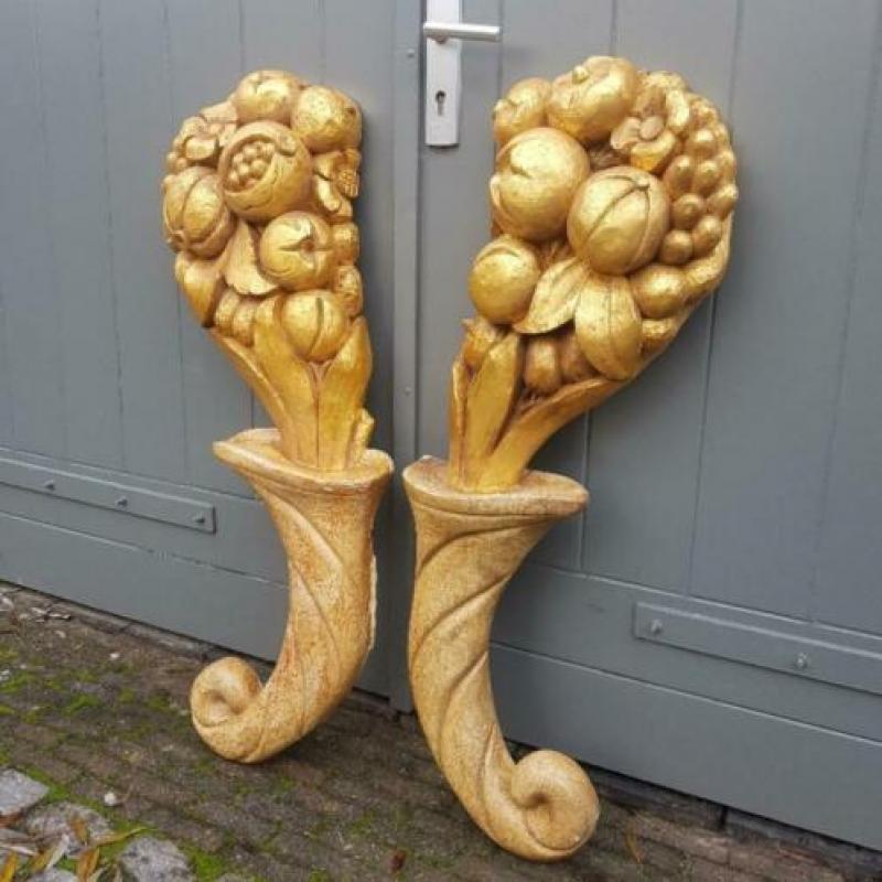 Antiek Vintage Houtsnijwerk Goud Hout