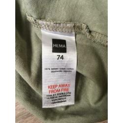 groen shirt korte mouw Hema maat 74