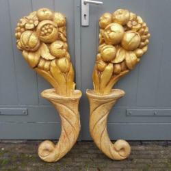 Antiek Vintage Houtsnijwerk Goud Hout