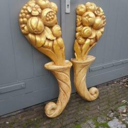 Antiek Vintage Houtsnijwerk Goud Hout