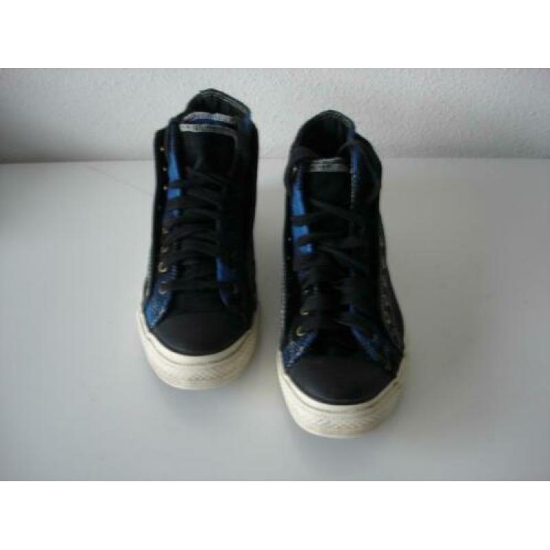 Originele All Star MAAT 43 dubbel stof zwart met blauw ZGAN