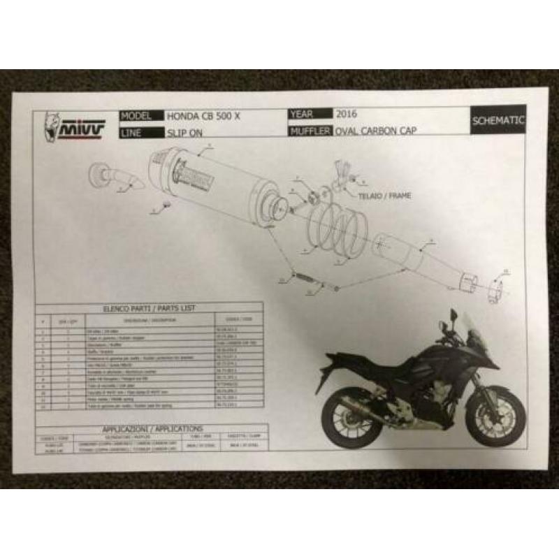 Mivv carbon uitlaat demper Honda CB 500 X CB500X 2016 2017