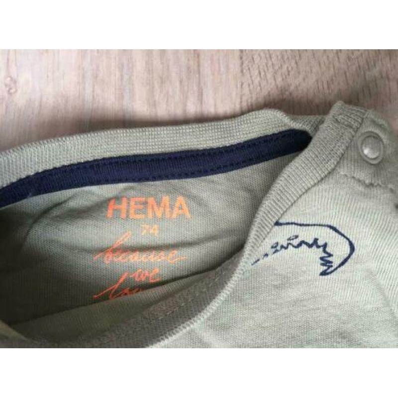 groen shirt korte mouw Hema maat 74