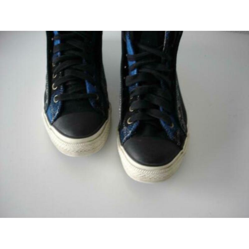 Originele All Star MAAT 43 dubbel stof zwart met blauw ZGAN