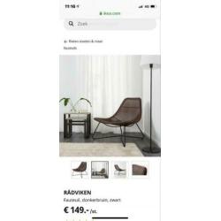 Twee Ikea RÅDVIKEN fauteuil, bruin met zwarte stalen poten