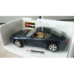 Te koop mooie burago ferrari 456 gt 1992 donker blauw grijs