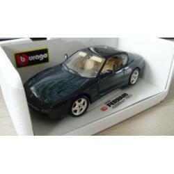 Te koop mooie burago ferrari 456 gt 1992 donker blauw grijs