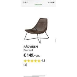 Twee Ikea RÅDVIKEN fauteuil, bruin met zwarte stalen poten