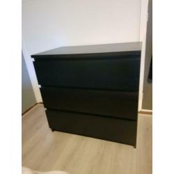 Malm ladekast 3 lades zwartbruin Ikea