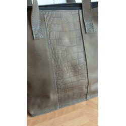 Leren shopper croc