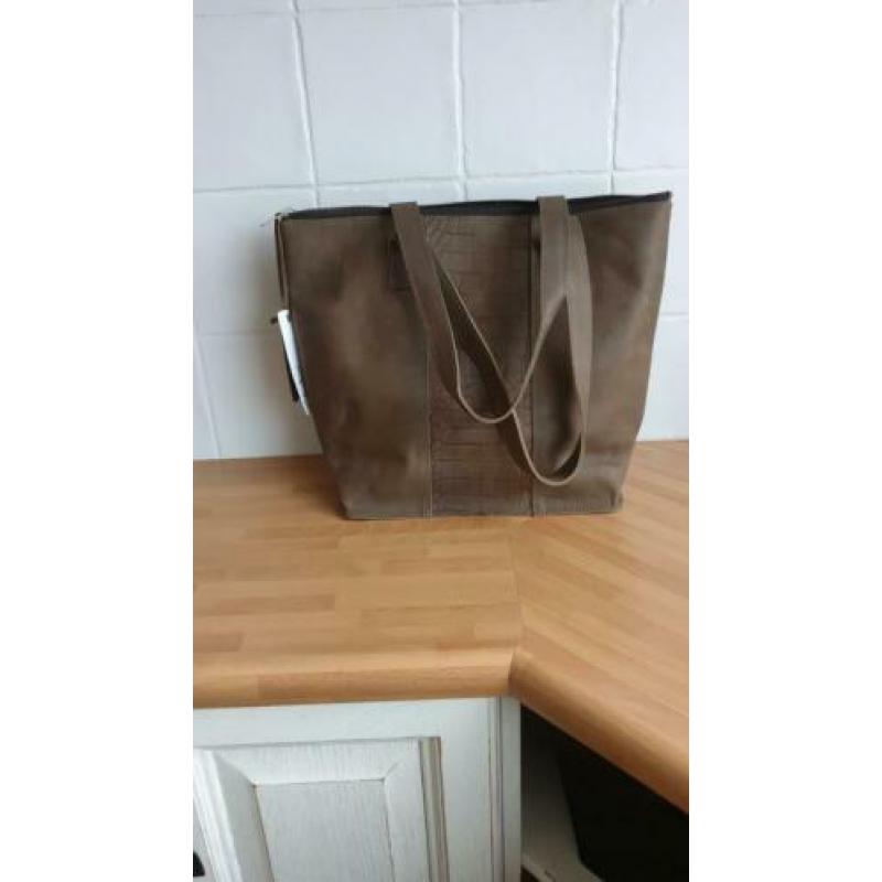 Leren shopper croc