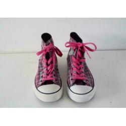 Converse All Stars 37 geruit roze grijs