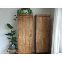 2 smalle mangohouten kasten massief hout