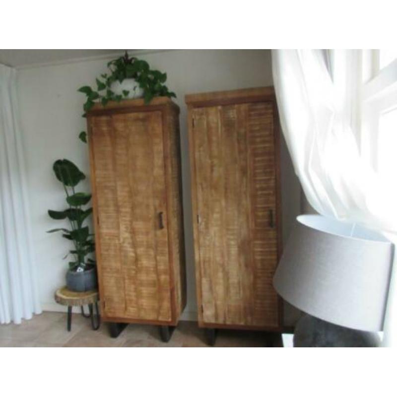 2 smalle mangohouten kasten massief hout