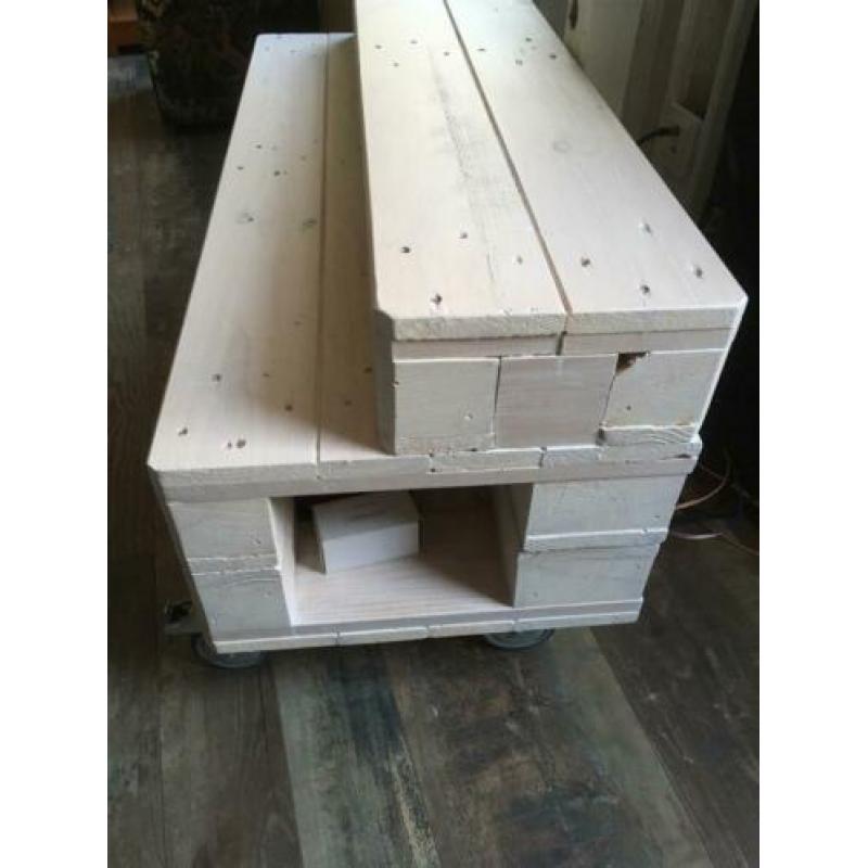 Tv meubel van pallets, whitewash