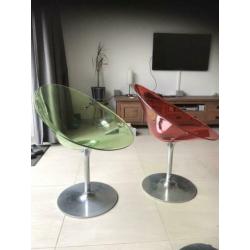 4 Eros draaistoelen van Kartell kleur rood