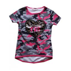 Nieuw !! Camouflage shirt fluor met omkeerbare pailletten !!