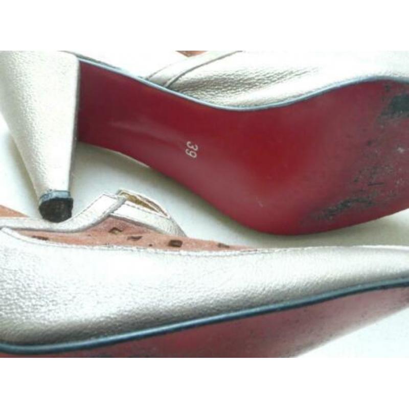 Jan Jansen designer slingback pumps bruin goud maat 39