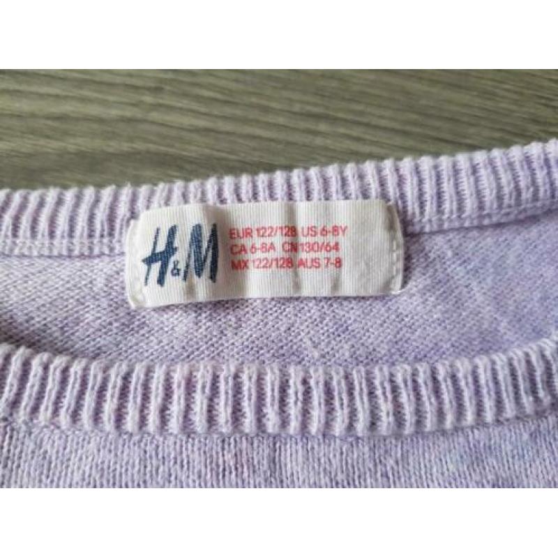 H&M paars gebreide trui met vlinder maat 122/128 (SM226)