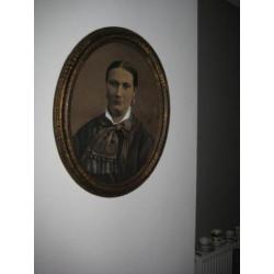 Prachtig oud portret uit 1844 in lijst met glas (groot!)