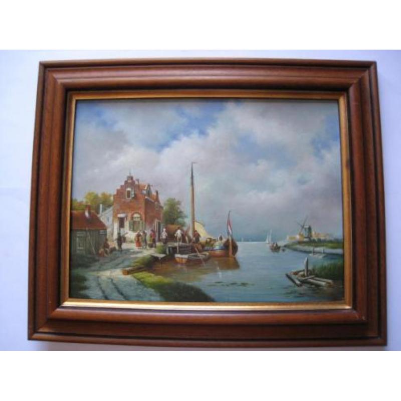 Schilderij - nederlands tafereel / romantisch. 125,- euro