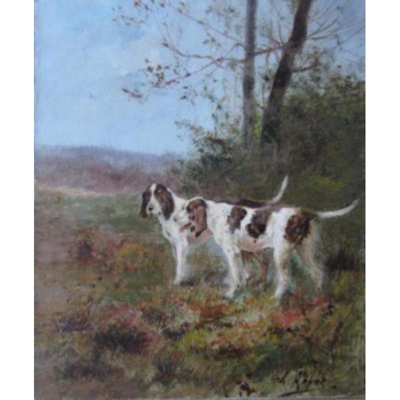 =CHARLES ANDRE REYNE 1873-1917==honden in landschap==FRANS==