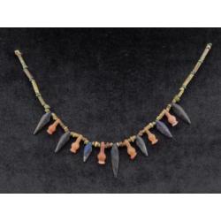 Egyptian collar of faience mummy beads, Lapis petals and car