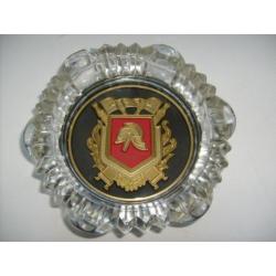 ZELDZAAM glas kristal asbak BRANDWEER schild trf militaria