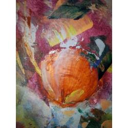 Warm abstract doek (50x50)