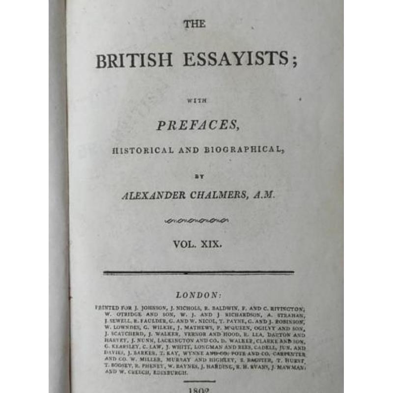 Antiek Boek uit Engeland The British essayists uit 1802.