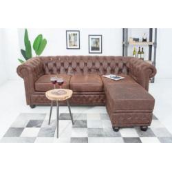 Hocker Chesterfield 60cm Bruin leer 38522