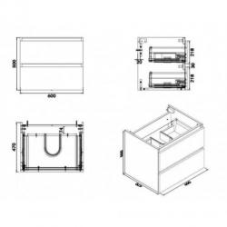 Badkamermeubel Luna 60X47 Met Wastafel Houtnerf Grijs (2 ...