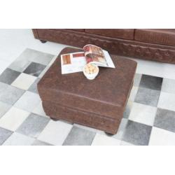 Hocker Chesterfield 60cm Bruin leer 38522