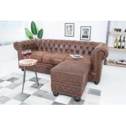 Hocker Chesterfield 60cm Bruin leer 38522