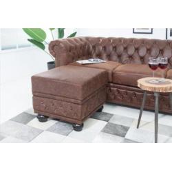 Hocker Chesterfield 60cm Bruin leer 38522