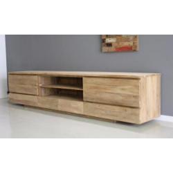 Modern tv meubel van teakhout, 240cm breed * Indoteak